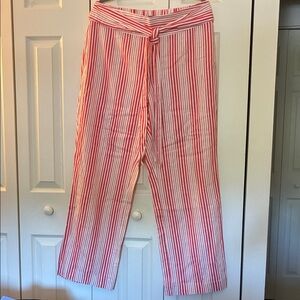 NY Collection Red and White Striped Flare Pants